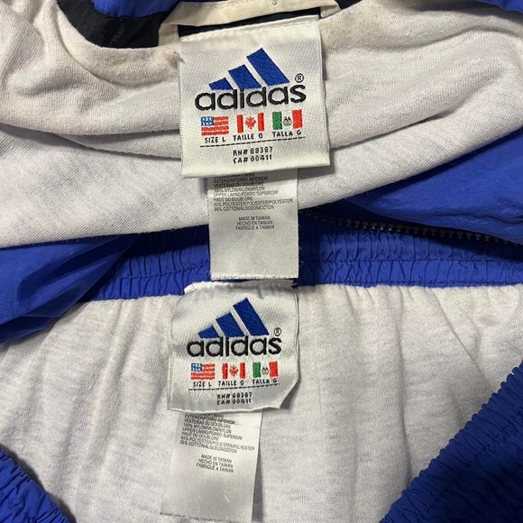 Vintage Blue Adidas Tracksuit Size Large Jacket + Pants Set 90s Streetwear - Picture 7 of 8